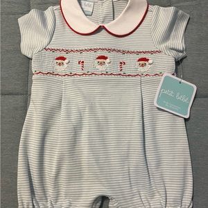 NWT Petit Bebe baby boy Christmas outfit. 6 mo